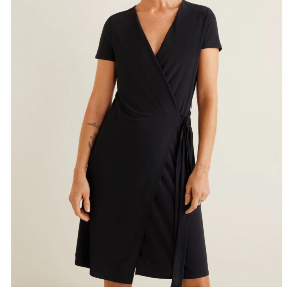 Mango black wrap dress